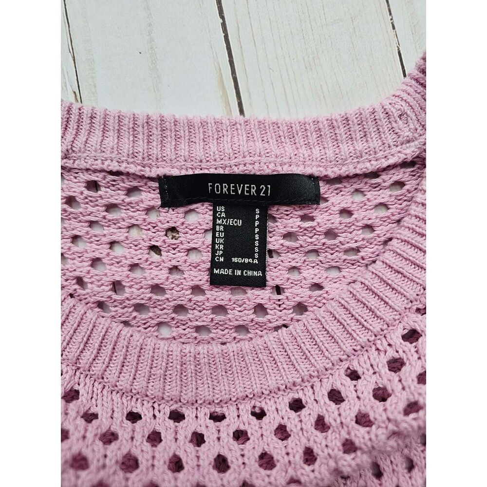 Coquette Forever 21 Pink Crochet Open Knit Crop Top S - Picture 5 of 6